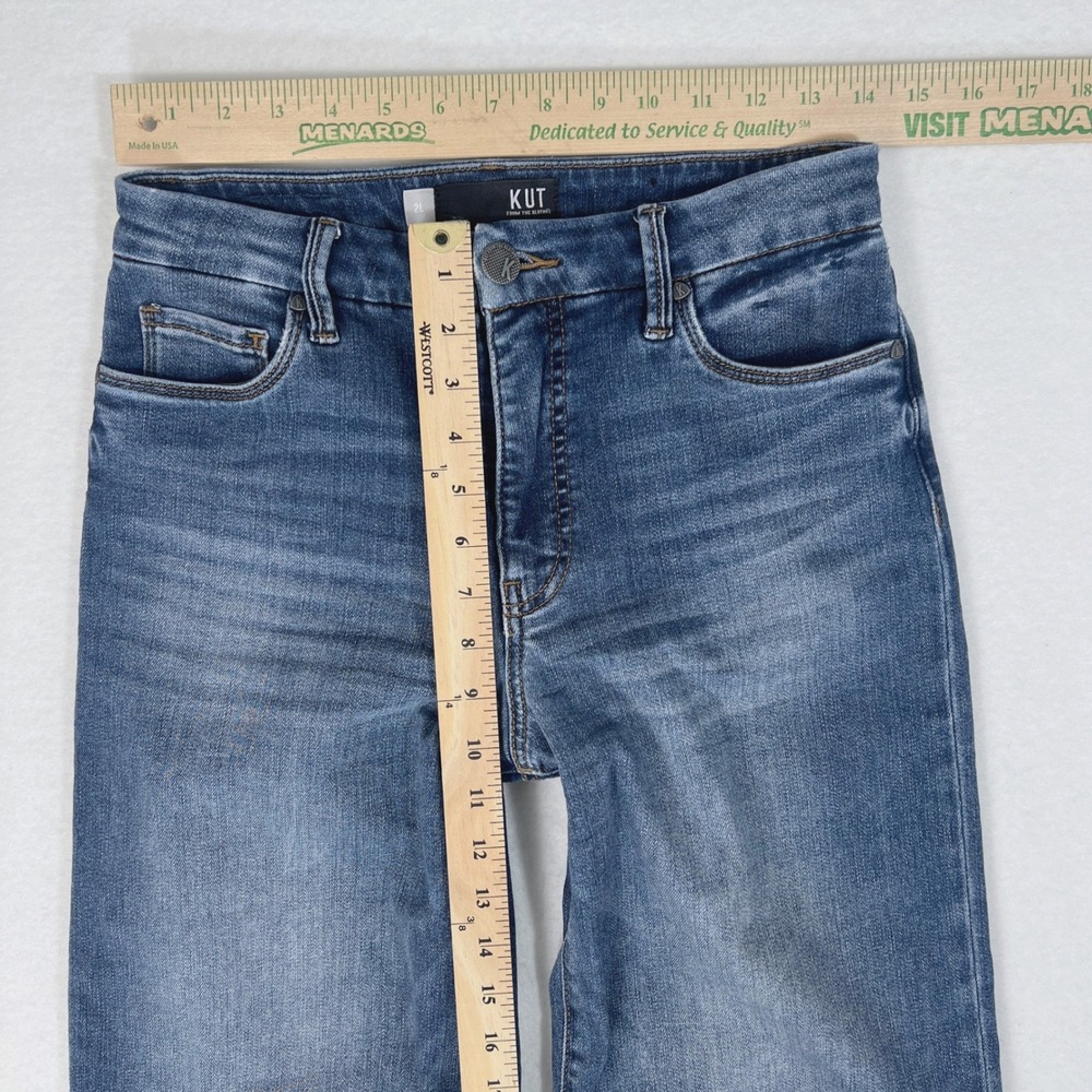 KUT from the Kloth Meg Fab Ab Wide Leg Jeans 2 High Rise 90s Retro Boho Raw Y2K - Picture 5 of 6